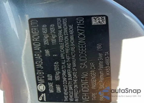 2022 Jaguar F-Type z USA, uszkodzony, nr VIN SAJDD5EE0NCK77150